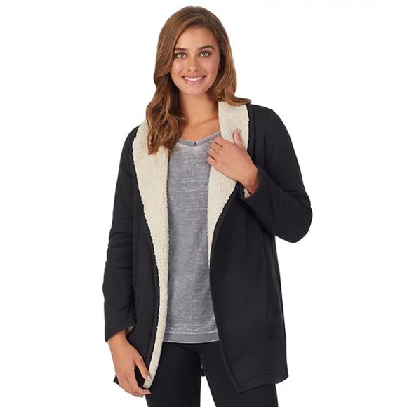 French Terry Cardigan W Sherpa Lining 